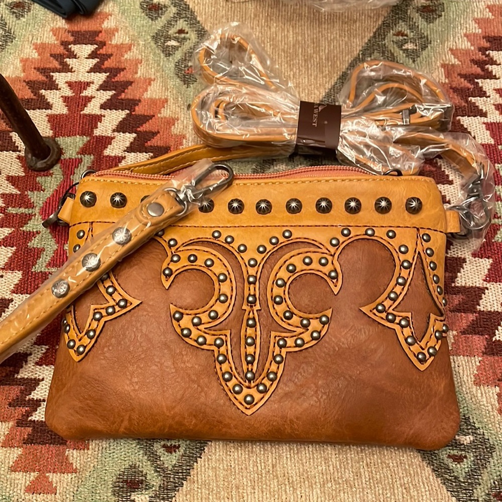 Montana West Brown Leather Wristlet